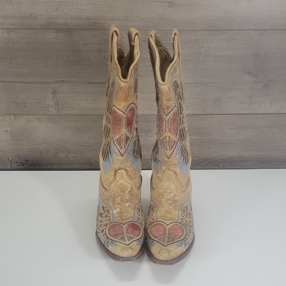 Corral Vintage Red Heart Western Boots Size 8.5 M